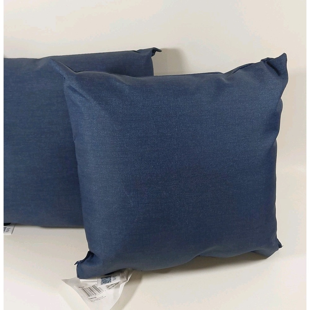 2 Pack Arden Outdoor Toss Pillow 16 x 16 Rain-Proof, Fade Resistant Navy Blue - Picture 2 of 4